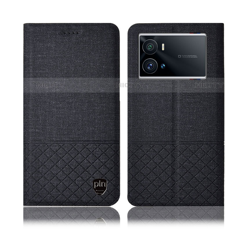 Vivo iQOO 9 Pro 5G用手帳型 布 スタンド H13P Vivo ブラック