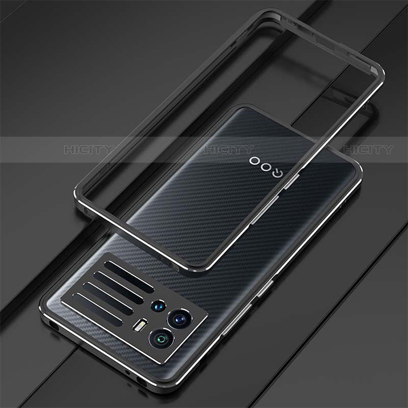 Vivo iQOO 9 Pro 5G用ケース 高級感 手触り良い アルミメタル 製の金属製 バンパー カバー A01 Vivo ブラック