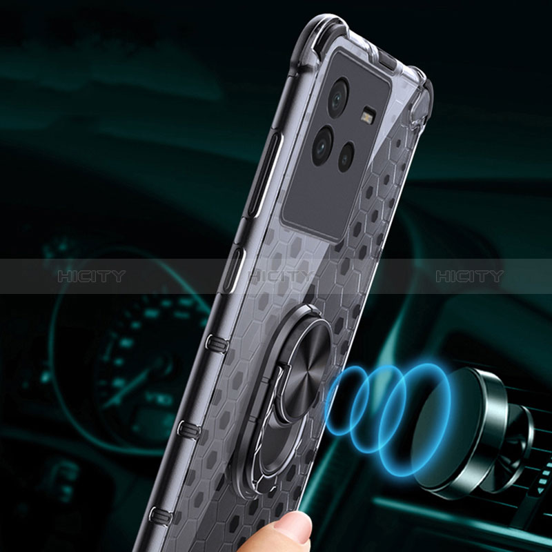 Vivo iQOO Neo6 5G用360度 フルカバーハイブリットバンパーケース クリア透明 プラスチック 鏡面 アンド指輪 マグネット式 AM1 Vivo 