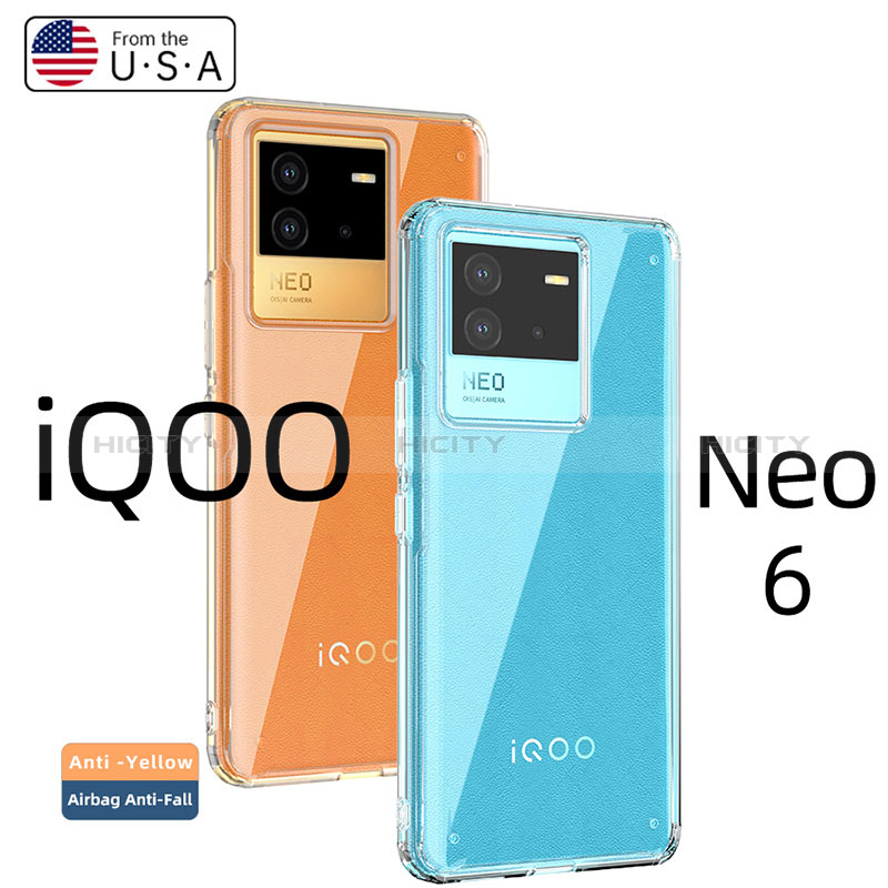Vivo iQOO Neo6 5G用ハイブリットバンパーケース クリア透明 プラスチック カバー W01L Vivo 