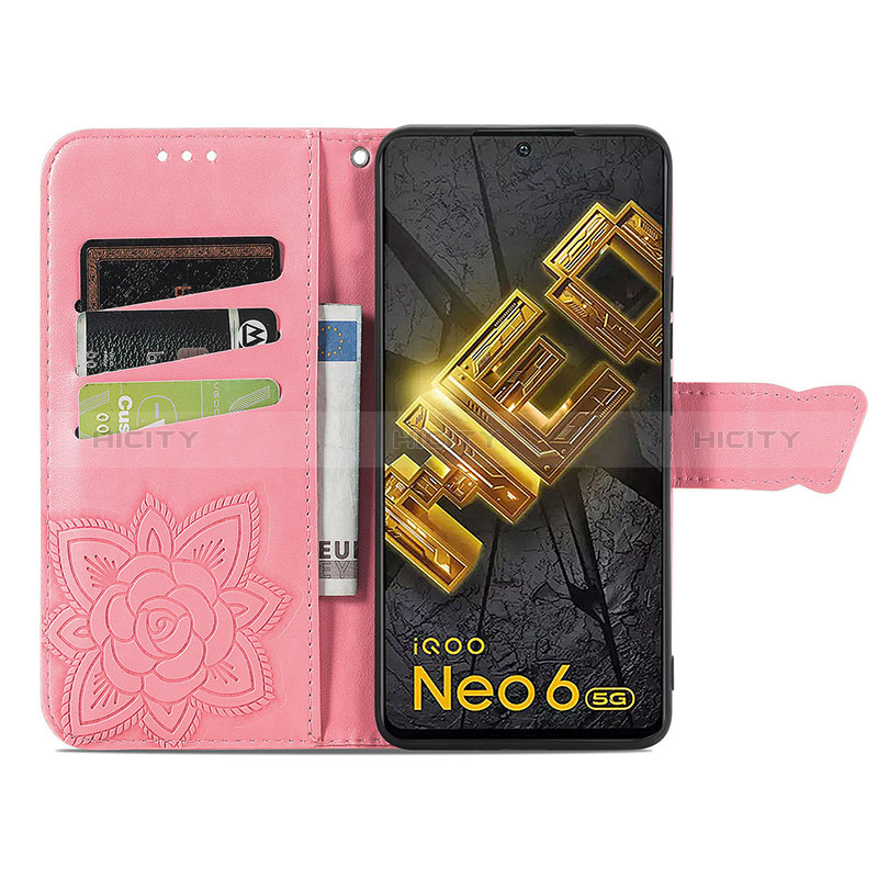 Vivo iQOO Neo6 5G用手帳型 レザーケース スタンド バタフライ 蝶 カバー Vivo 