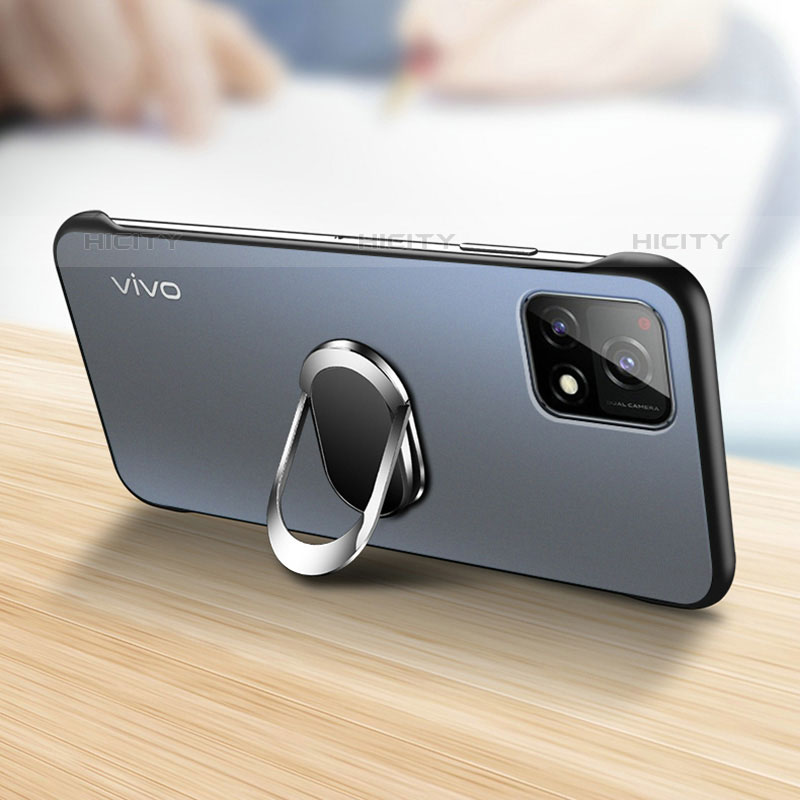 Vivo iQOO U3 5G用ハードカバー クリスタル クリア透明 フレームレス アンド指輪 マグネット式 Vivo 