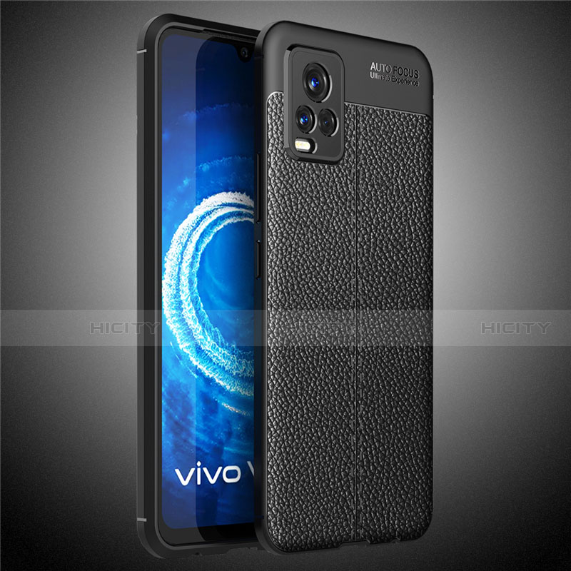 Vivo V20用シリコンケース ソフトタッチラバー レザー柄 カバー Vivo 