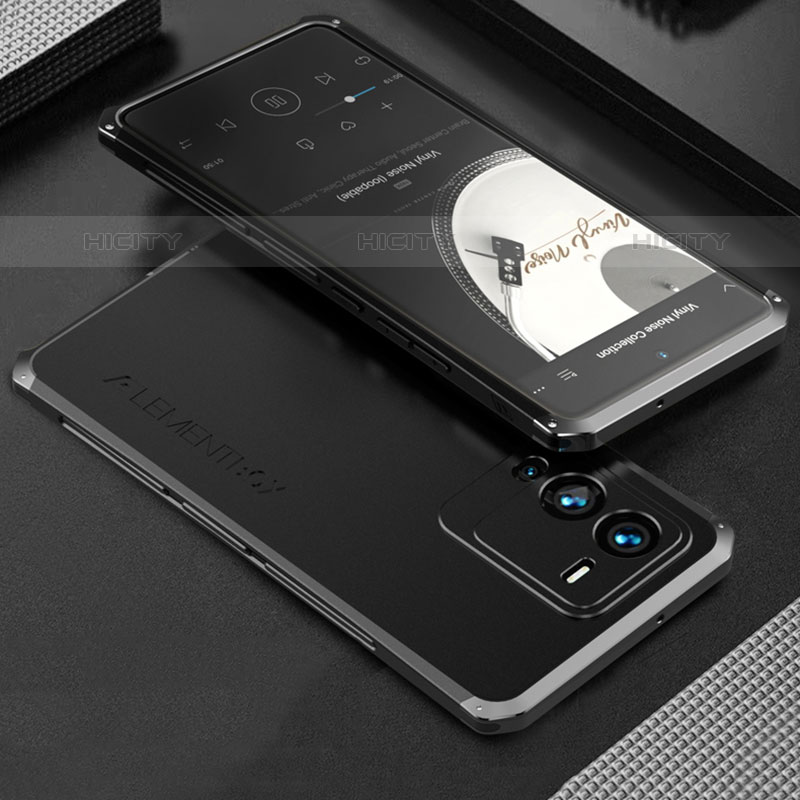 Vivo V25 Pro 5G用360度 フルカバー ケース 高級感 手触り良い アルミメタル 製の金属製 Vivo ブラック