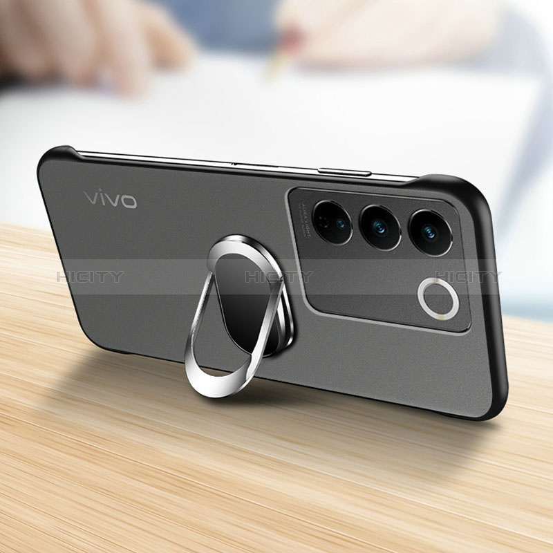 Vivo V27 5G用ハードカバー クリスタル クリア透明 フレームレス アンド指輪 マグネット式 Vivo 