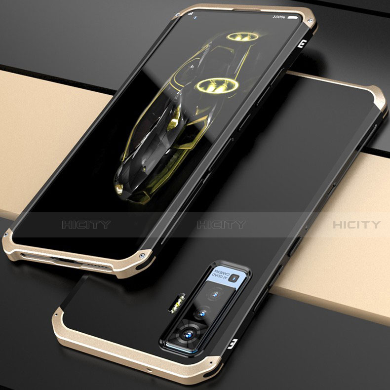 Vivo X50 5G用ケース 高級感 手触り良い アルミメタル 製の金属製 カバー Vivo ゴールド・ブラック