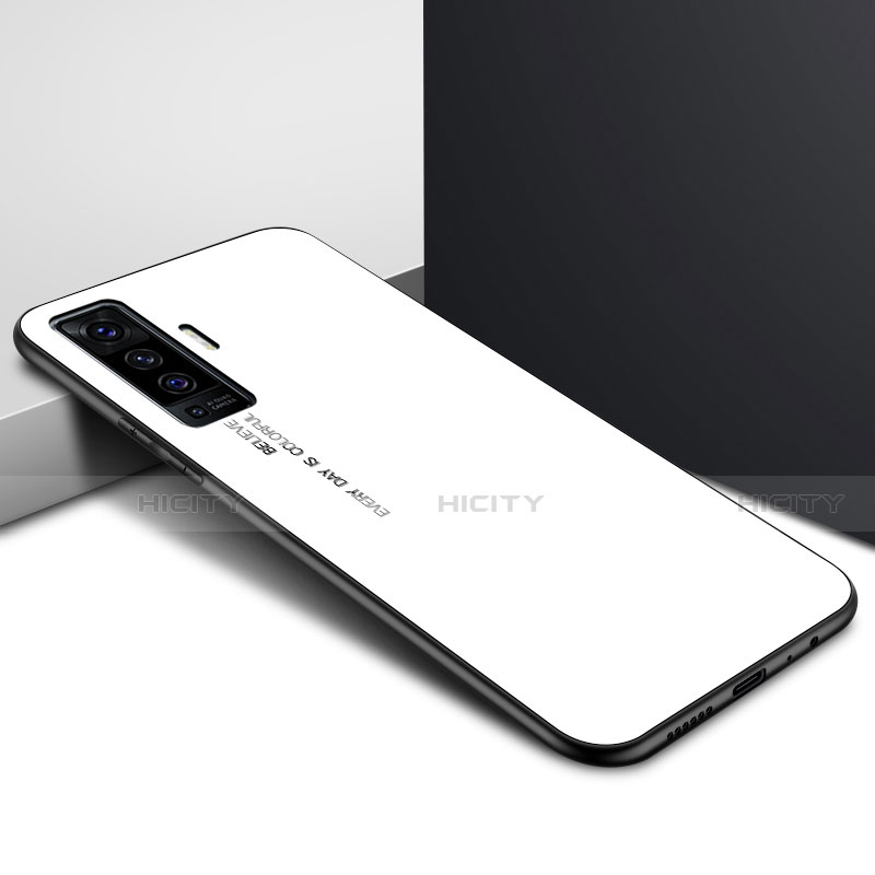 Vivo X50 5G用ハイブリットバンパーケース プラスチック 鏡面 カバー Vivo ホワイト