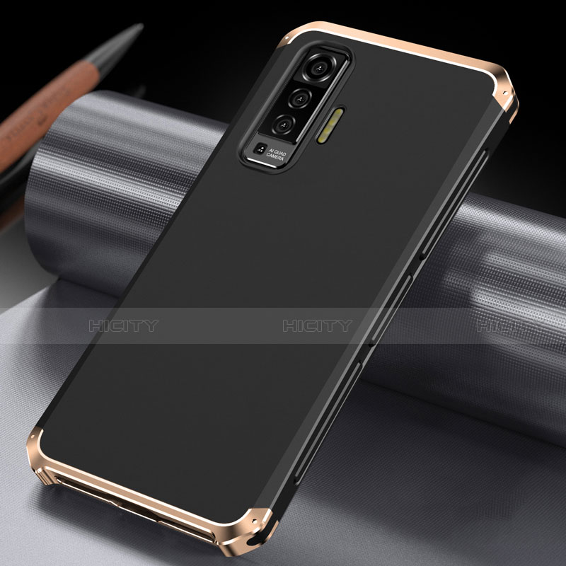 Vivo X50 5G用ケース 高級感 手触り良い アルミメタル 製の金属製 カバー M03 Vivo ゴールド・ブラック