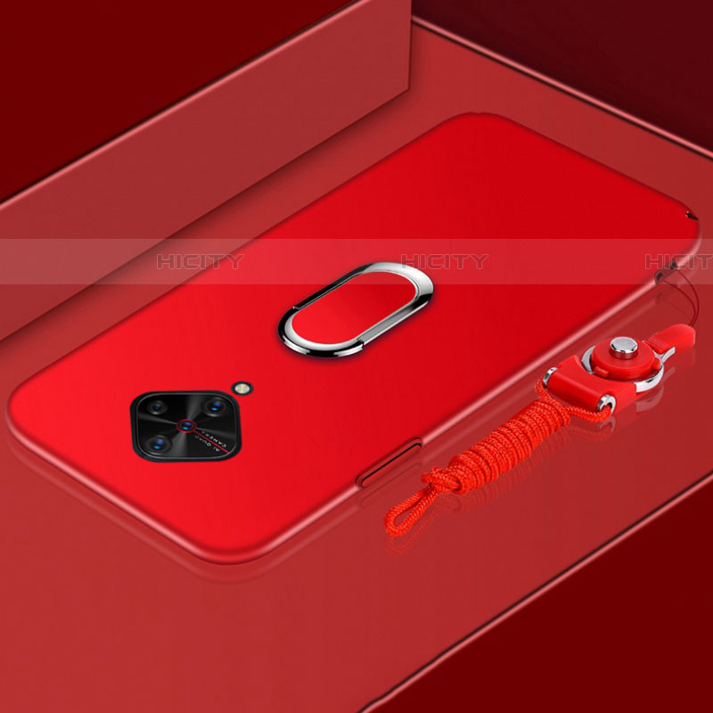 Vivo X50 Lite用ハードケース プラスチック 質感もマット アンド指輪 マグネット式 A02 Vivo レッド