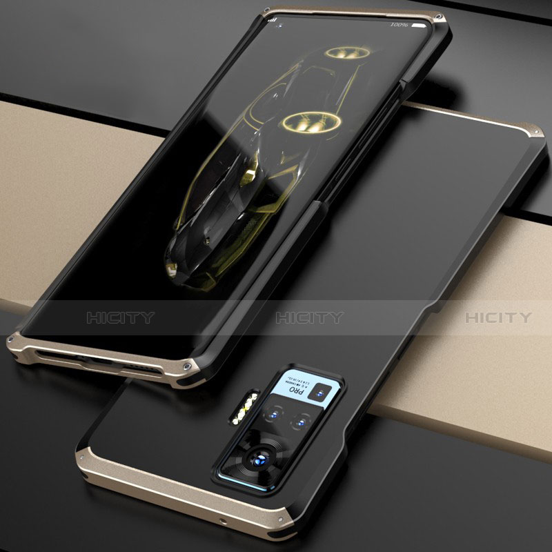 Vivo X50 Pro 5G用ケース 高級感 手触り良い アルミメタル 製の金属製 カバー Vivo ゴールド・ブラック