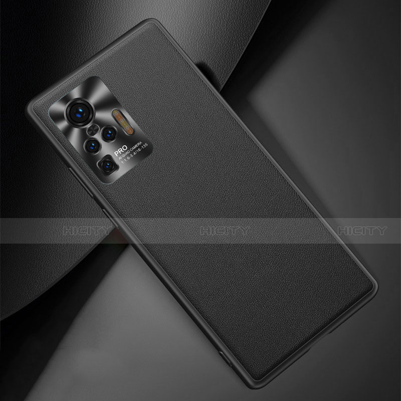 Vivo X50 Pro 5G用ケース 高級感 手触り良いレザー柄 Vivo ブラック