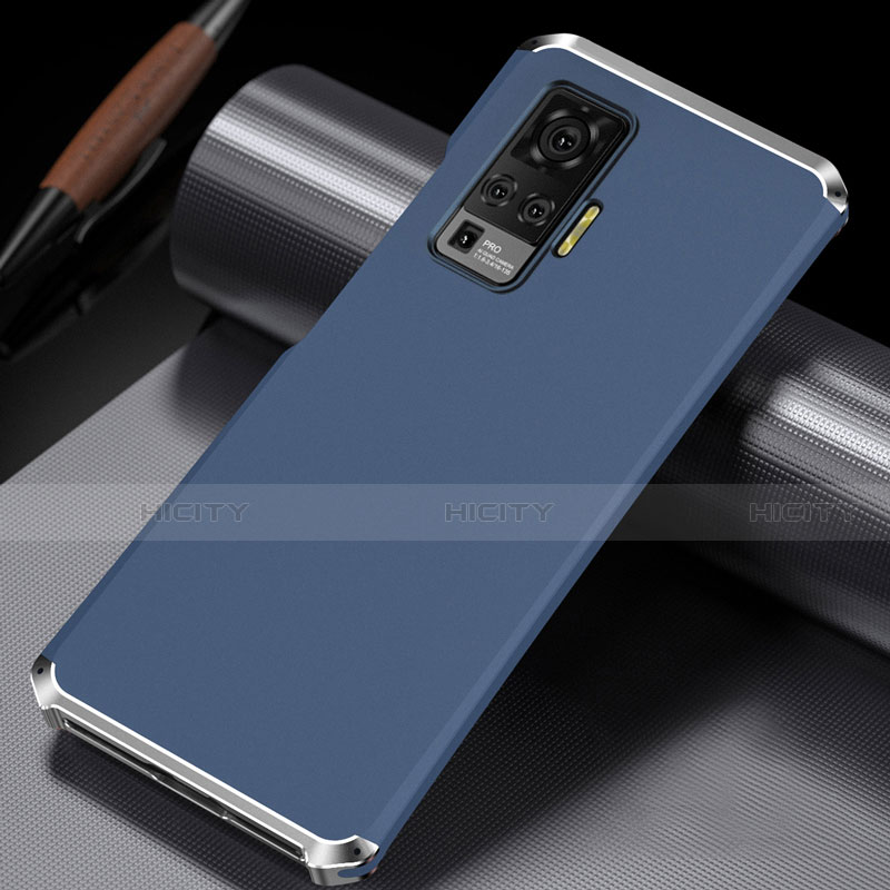 Vivo X50 Pro 5G用ケース 高級感 手触り良い アルミメタル 製の金属製 カバー M02 Vivo ネイビー