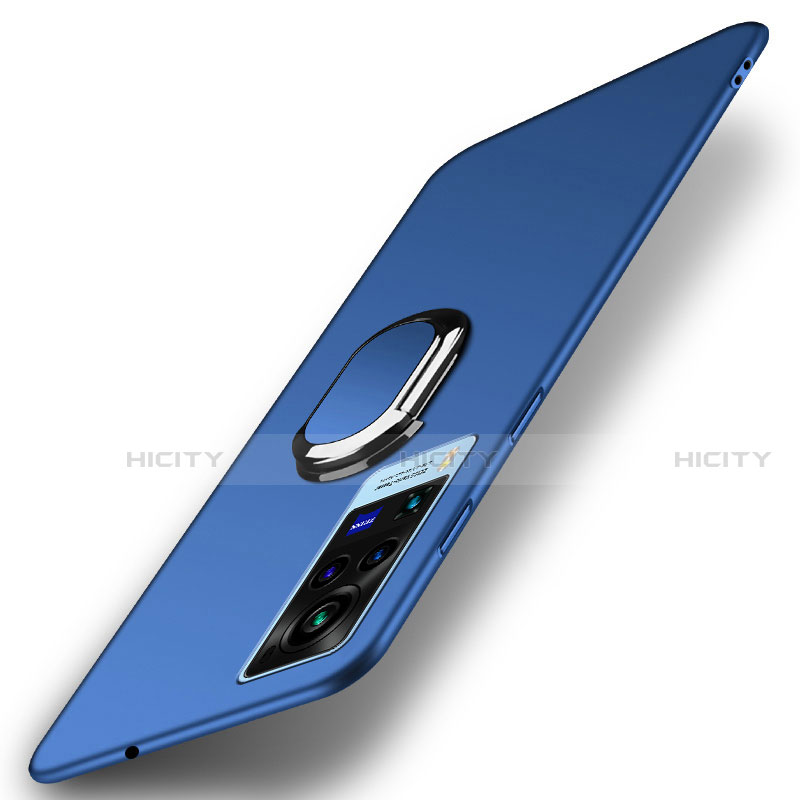Vivo X60 Pro 5G用ハードケース プラスチック 質感もマット アンド指輪 マグネット式 A01 Vivo ネイビー