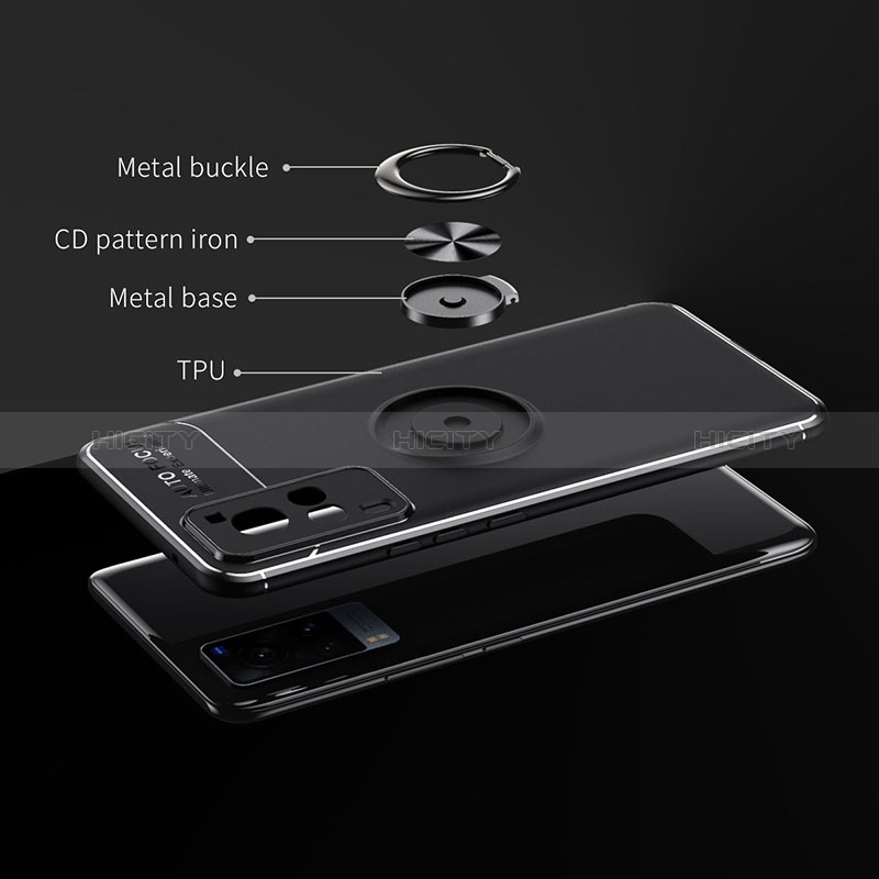Vivo X60 Pro 5G用極薄ソフトケース シリコンケース 耐衝撃 全面保護 アンド指輪 マグネット式 バンパー SD2 Vivo 