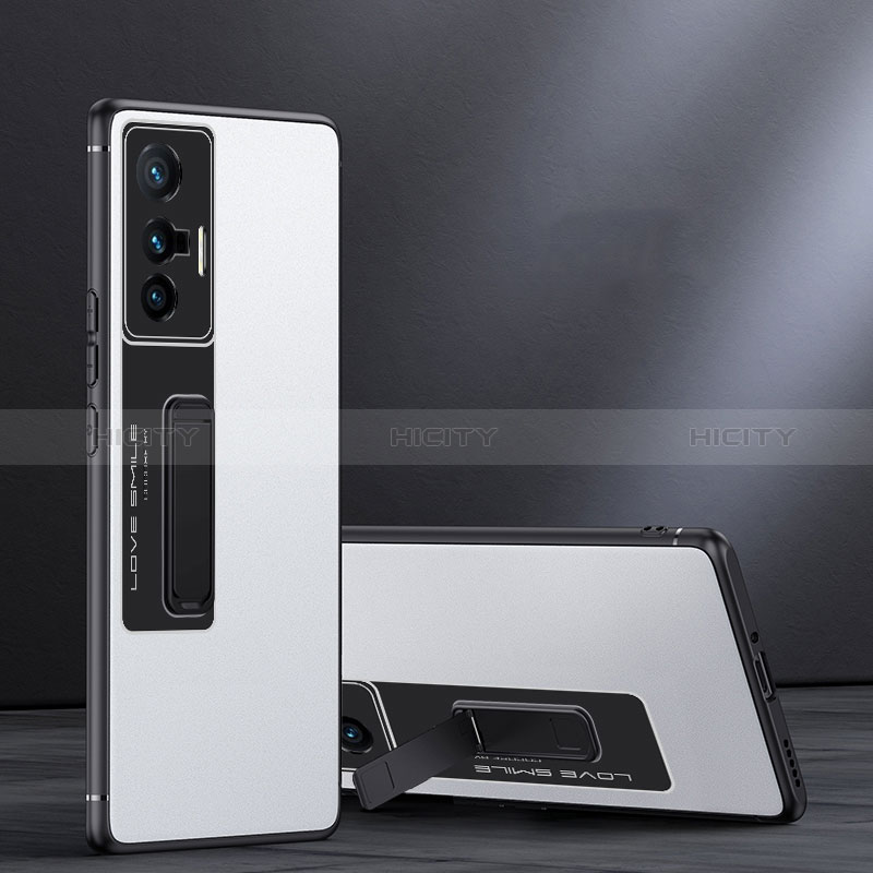 Vivo X70 5G用ハイブリットバンパーケース スタンド プラスチック 兼シリコーン カバー JB1 Vivo ホワイト