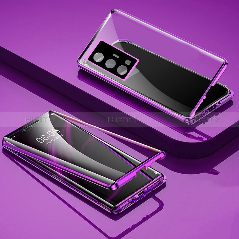 Vivo X70 Pro 5G用ケース 高級感 手触り良い アルミメタル 製の金属製 360度 フルカバーバンパー 鏡面 カバー P01 Vivo 