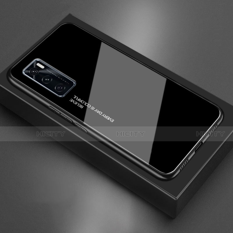 Vivo Y70 (2020)用ハイブリットバンパーケース プラスチック 鏡面 カバー Vivo ブラック
