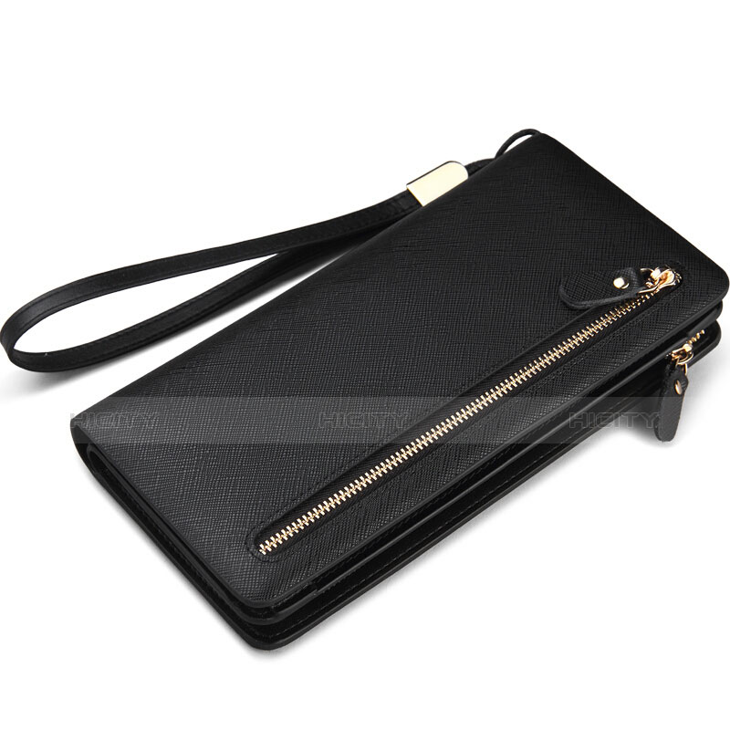 カイコハンドバッグ ポーチ 財布型ケース レザー ユニバーサル T01 ブラック