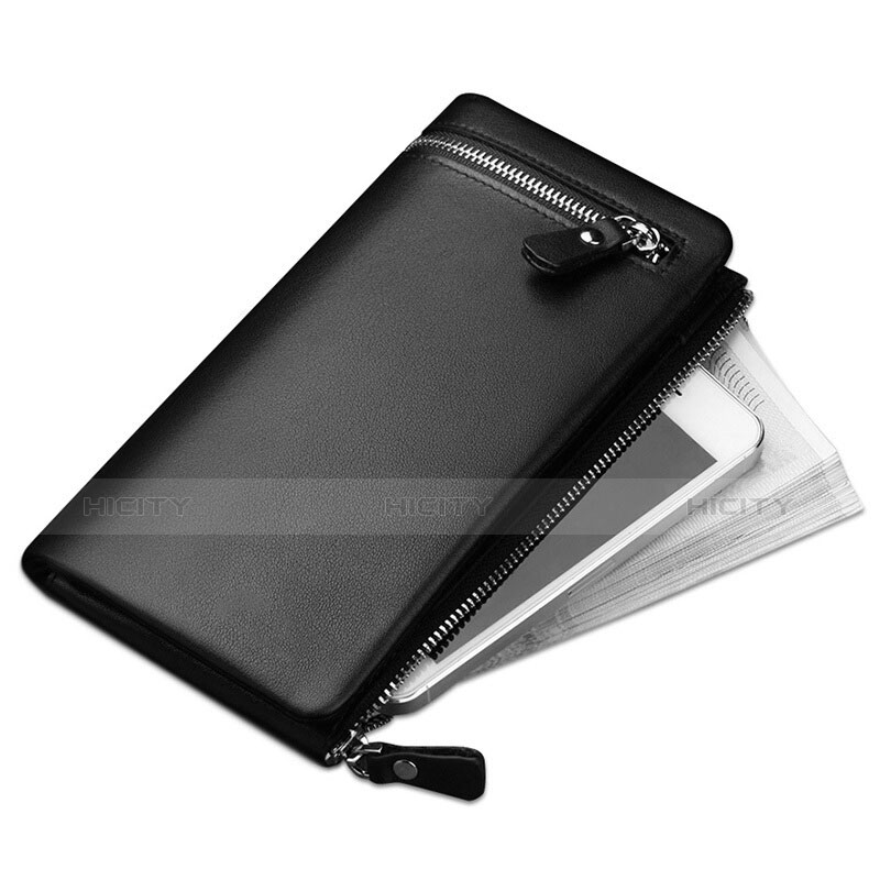 ハンドバッグ ポーチ 財布型ケース レザー ユニバーサル H06 ブラック