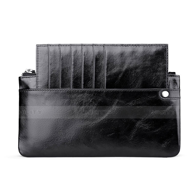 ハンドバッグ ポーチ 財布型ケース レザー ユニバーサル H08 ブラック