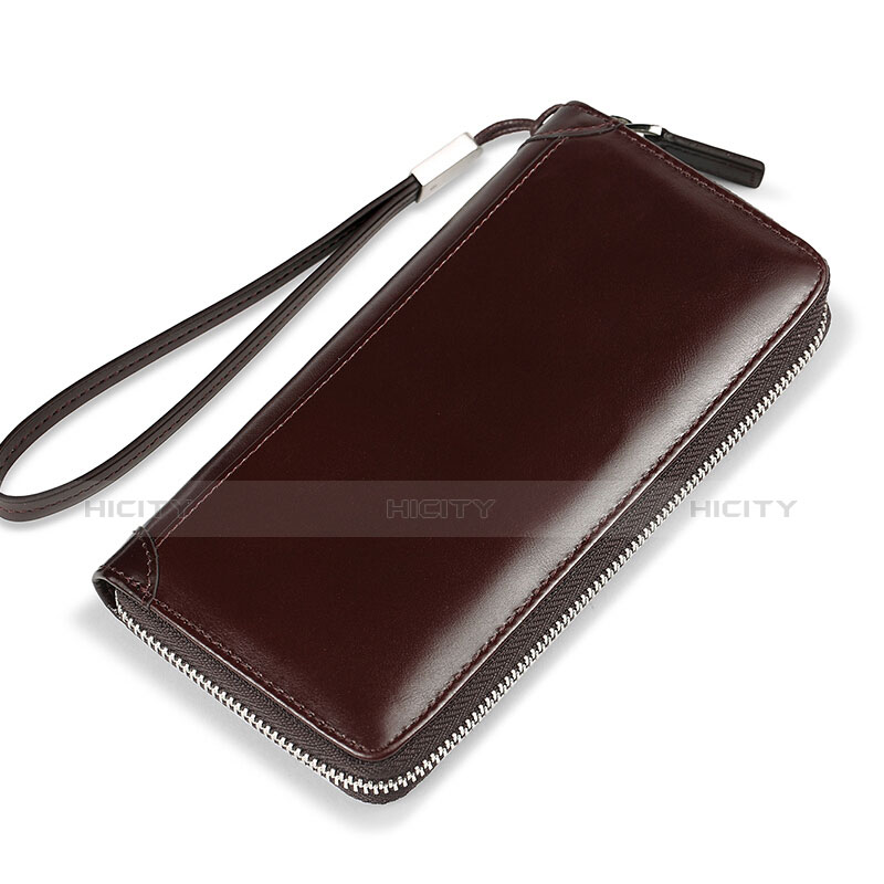 ハンドバッグ ポーチ 財布型ケース レザー ユニバーサル H11 ブラウン