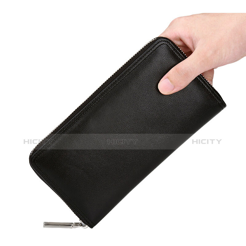 ハンドバッグ ポーチ 財布型ケース レザー ユニバーサル H12 ブラック