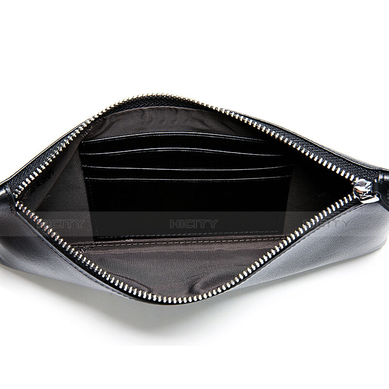 ハンドバッグ ポーチ 財布型ケース レザー ユニバーサル H17 ブラック