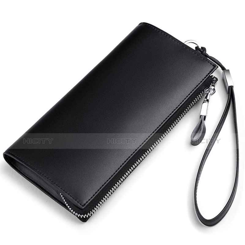ハンドバッグ ポーチ 財布型ケース レザー ユニバーサル H34 ブラック