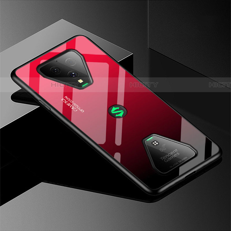 Xiaomi Black Shark 3用ハイブリットバンパーケース プラスチック 鏡面 虹 グラデーション 勾配色 カバー Xiaomi レッド