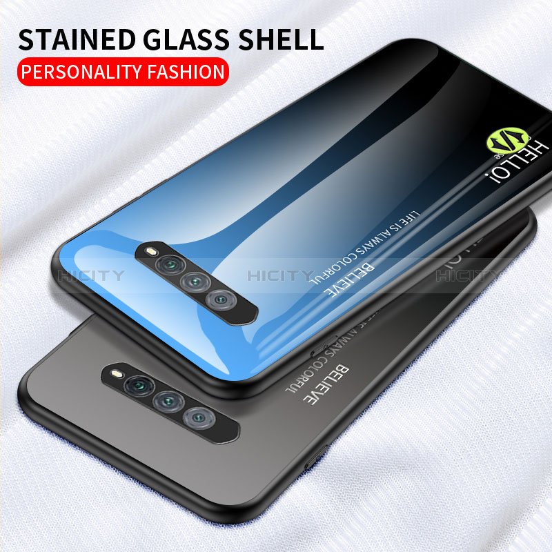 Xiaomi Black Shark 4S Pro 5G用ハイブリットバンパーケース プラスチック 鏡面 虹 グラデーション 勾配色 カバー LS1 Xiaomi 