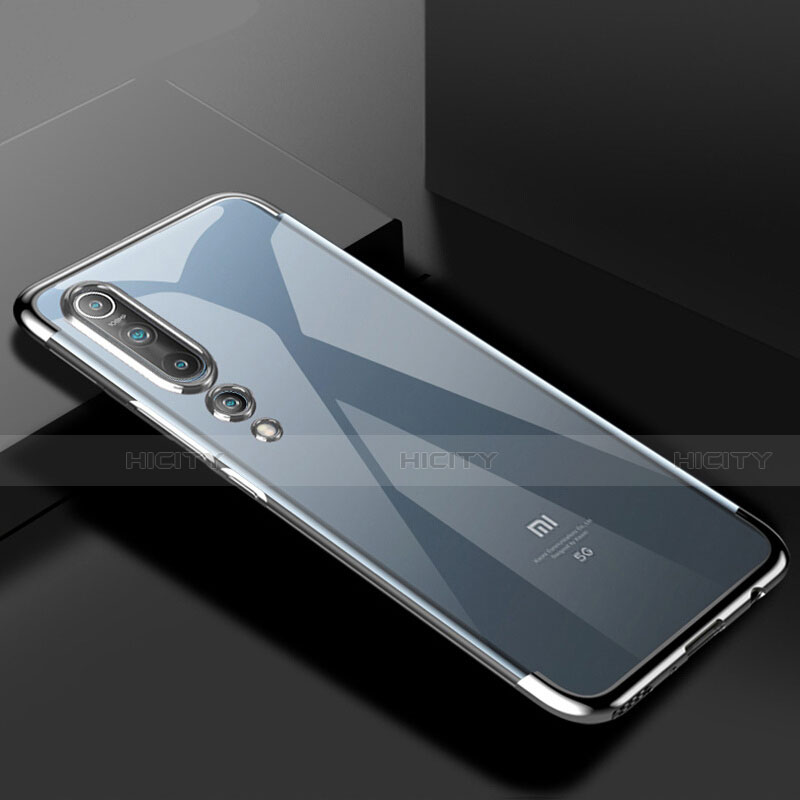 Xiaomi Mi 10用極薄ソフトケース シリコンケース 耐衝撃 全面保護 クリア透明 S2 Xiaomi シルバー