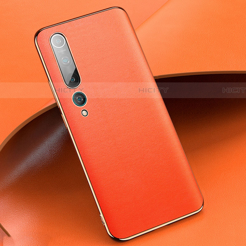 Xiaomi Mi 10用ケース 高級感 手触り良いレザー柄 S09 Xiaomi オレンジ