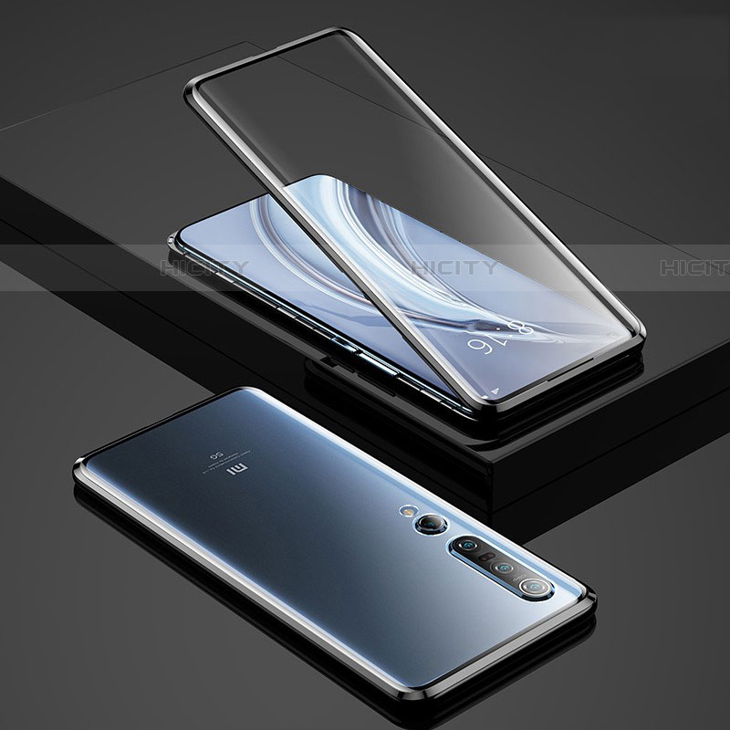 Xiaomi Mi 10 Pro用ケース 高級感 手触り良い アルミメタル 製の金属製 360度 フルカバーバンパー 鏡面 カバー Xiaomi ブラック