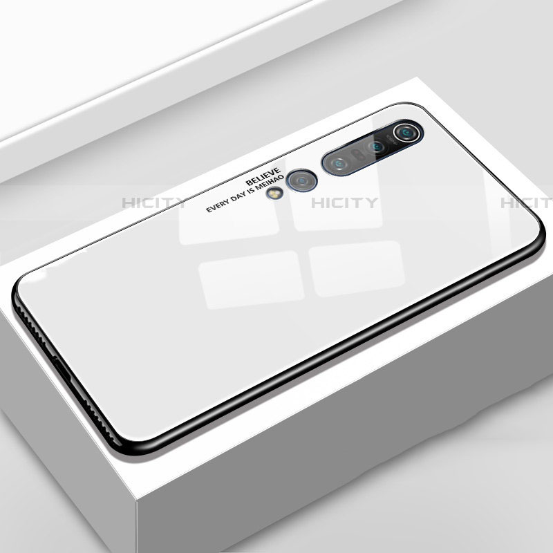 Xiaomi Mi 10 Pro用ハイブリットバンパーケース プラスチック パターン 鏡面 カバー S01 Xiaomi ホワイト
