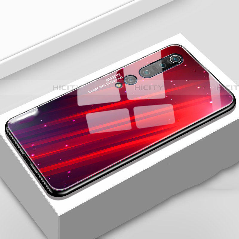 Xiaomi Mi 10 Pro用ハイブリットバンパーケース プラスチック パターン 鏡面 カバー S01 Xiaomi レッド
