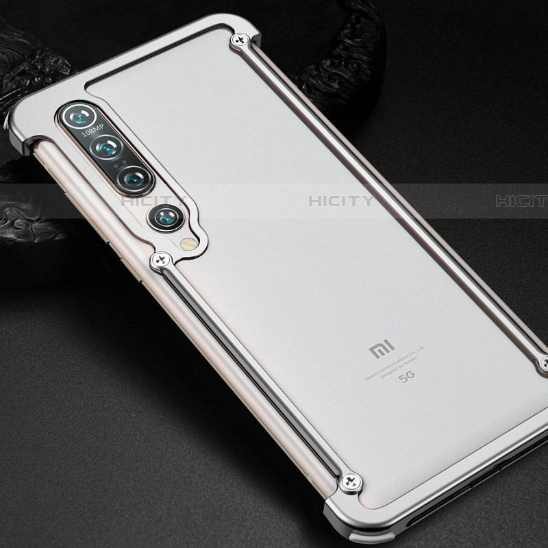 Xiaomi Mi 10 Pro用ケース 高級感 手触り良い アルミメタル 製の金属製 バンパー カバー Xiaomi シルバー