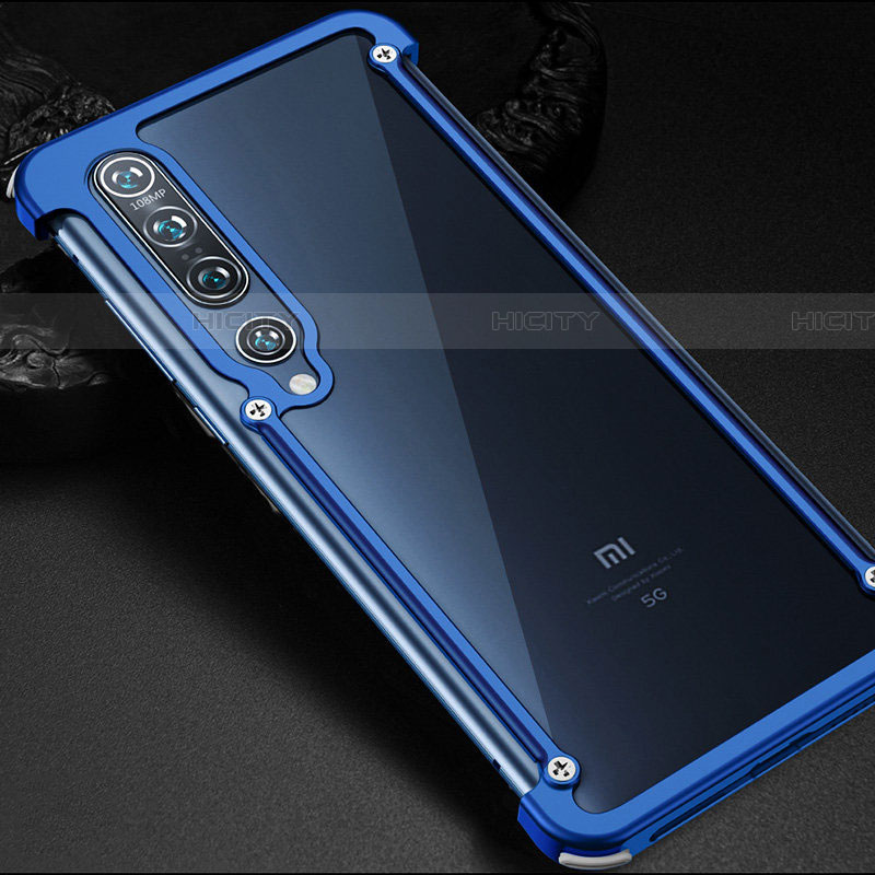 Xiaomi Mi 10 Pro用ケース 高級感 手触り良い アルミメタル 製の金属製 バンパー カバー Xiaomi ネイビー