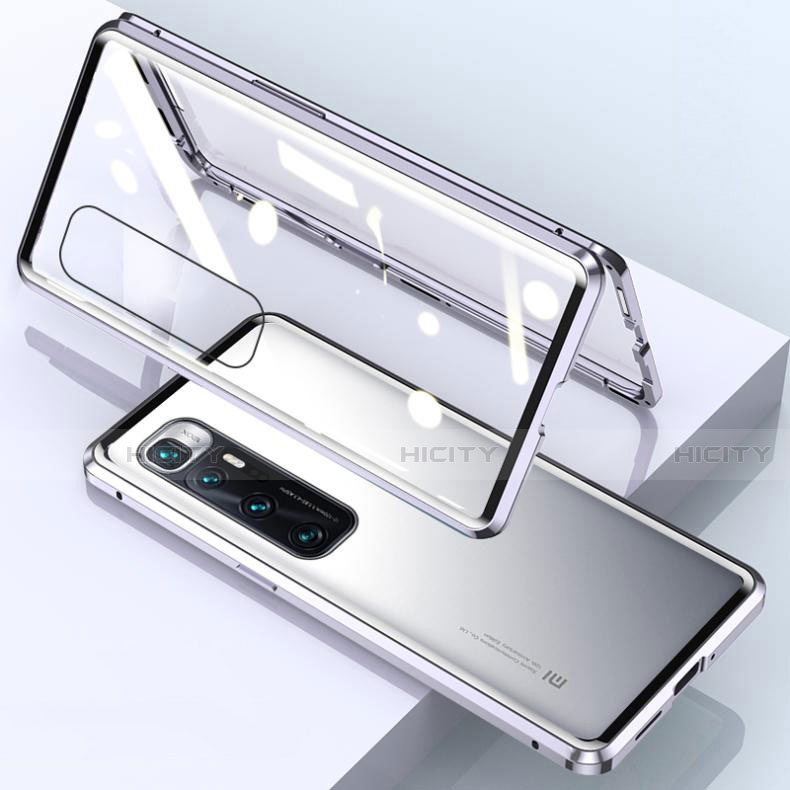 Xiaomi Mi 10 Ultra用ケース 高級感 手触り良い アルミメタル 製の金属製 360度 フルカバーバンパー 鏡面 カバー M01 Xiaomi シルバー