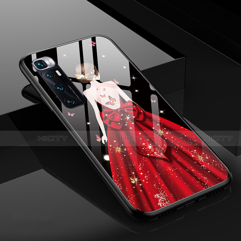 Xiaomi Mi 10 Ultra用ハイブリットバンパーケース プラスチック ドレスガール ドレス少女 鏡面 カバー Xiaomi ブラック