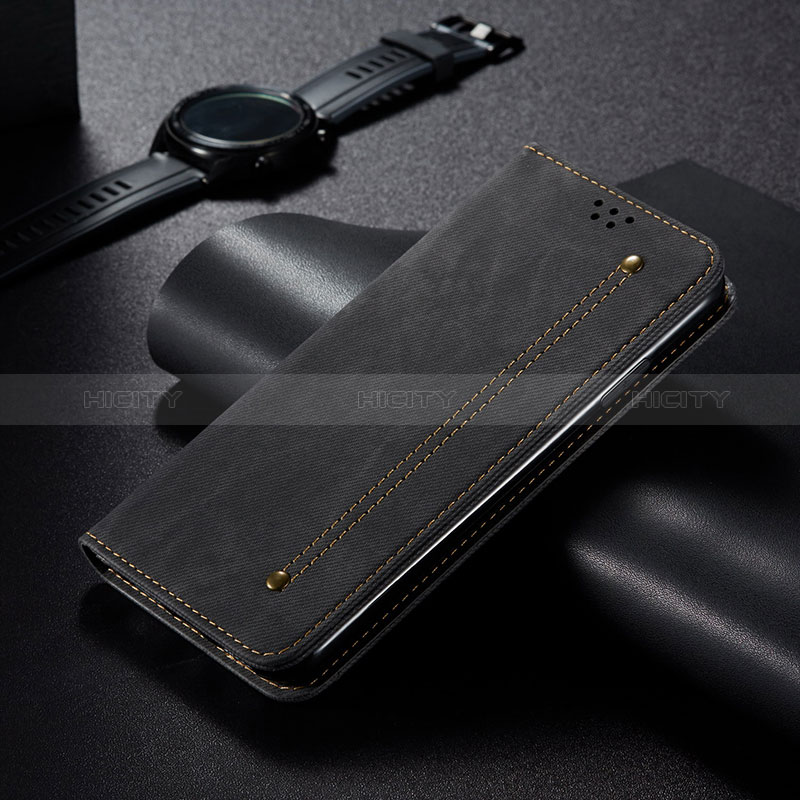 Xiaomi Mi 10T 5G用手帳型 布 スタンド B02S Xiaomi ブラック