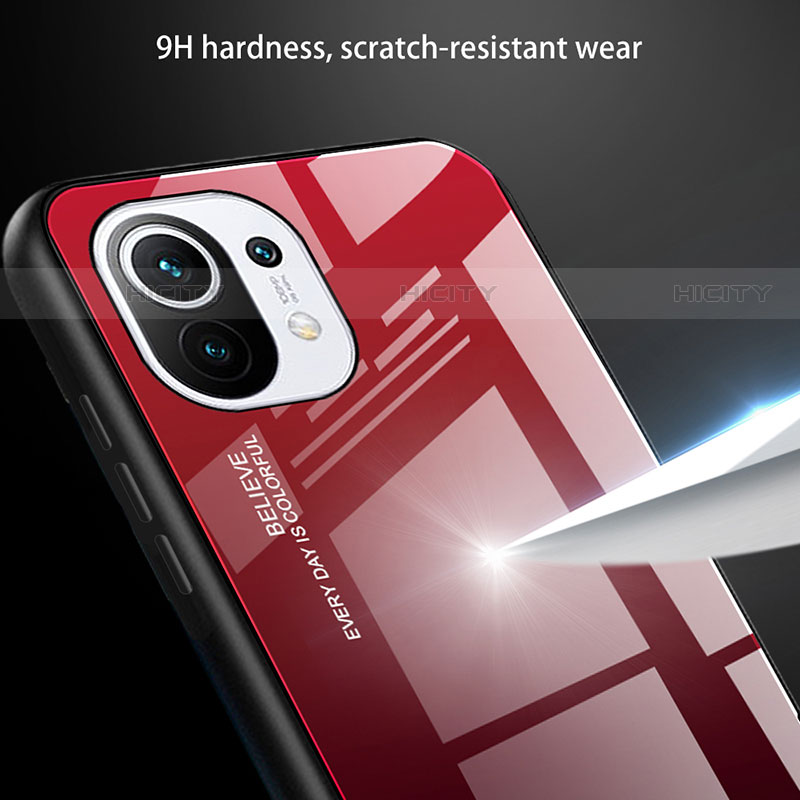 Xiaomi Mi 11 5G用ハイブリットバンパーケース プラスチック 鏡面 虹 グラデーション 勾配色 カバー H01 Xiaomi 