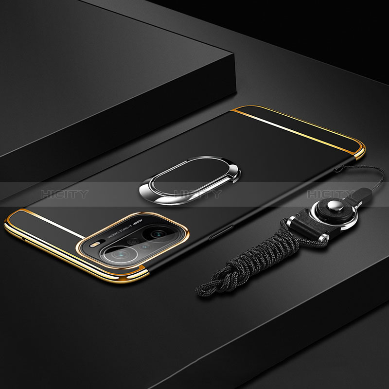 Xiaomi Mi 11X Pro 5G用ケース 高級感 手触り良い メタル兼プラスチック バンパー アンド指輪 Xiaomi ブラック