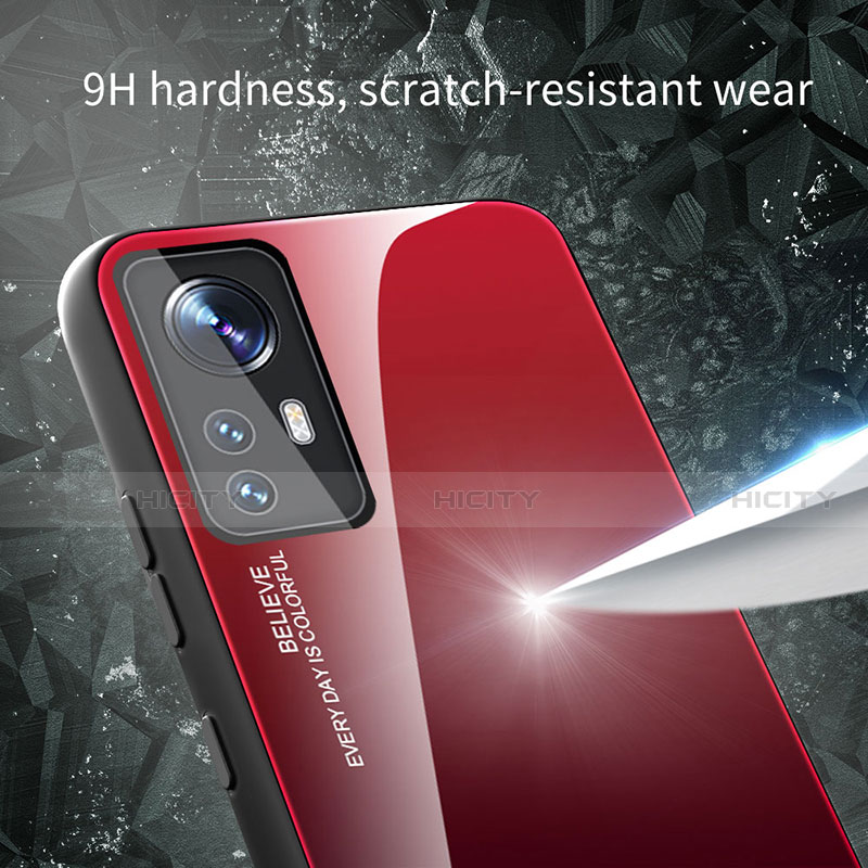Xiaomi Mi 12 5G用ハイブリットバンパーケース プラスチック 鏡面 虹 グラデーション 勾配色 カバー Xiaomi 