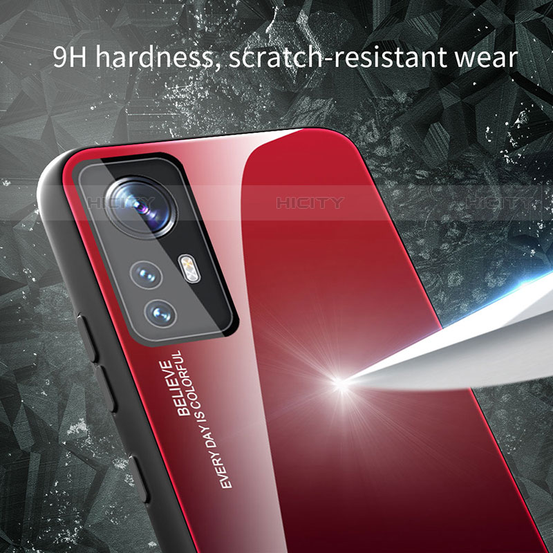 Xiaomi Mi 12 Pro 5G用ハイブリットバンパーケース プラスチック 鏡面 虹 グラデーション 勾配色 カバー Xiaomi 