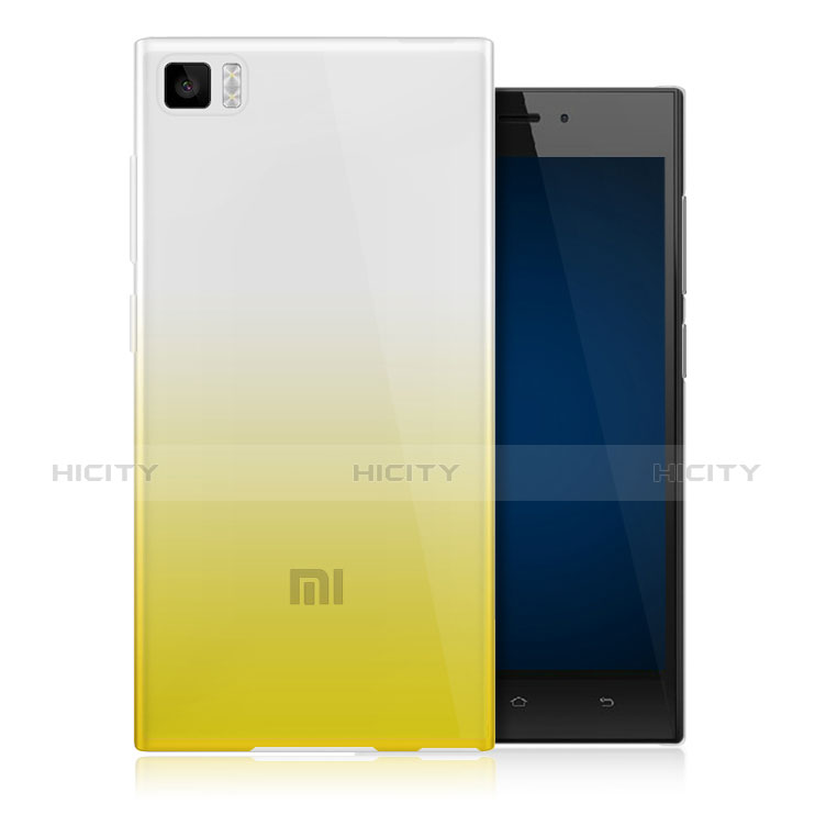 Xiaomi Mi 3用極薄ソフトケース グラデーション 勾配色 クリア透明 Xiaomi イエロー