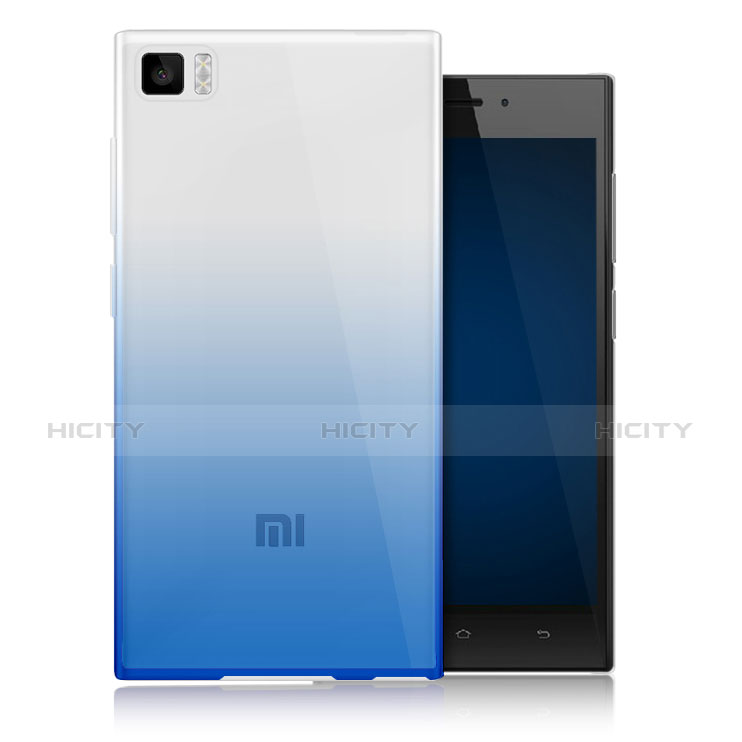 Xiaomi Mi 3用極薄ソフトケース グラデーション 勾配色 クリア透明 Xiaomi ネイビー