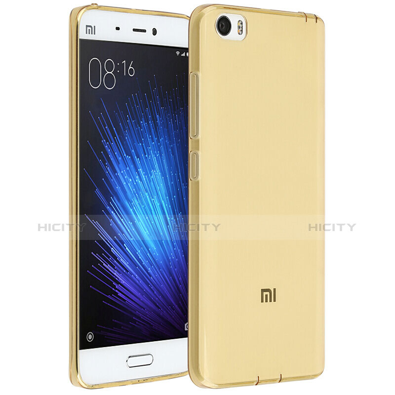 Xiaomi Mi 5用極薄ソフトケース シリコンケース 耐衝撃 全面保護 クリア透明 Xiaomi ゴールド