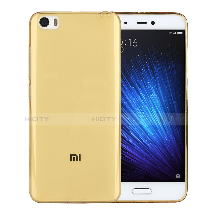 Xiaomi Mi 5用極薄ソフトケース シリコンケース 耐衝撃 全面保護 クリア透明 Xiaomi ゴールド