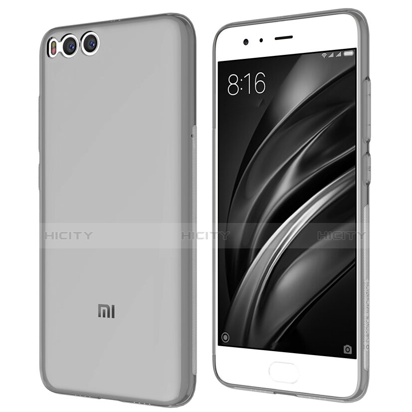 Xiaomi Mi 6用極薄ソフトケース シリコンケース 耐衝撃 全面保護 クリア透明 T07 Xiaomi グレー