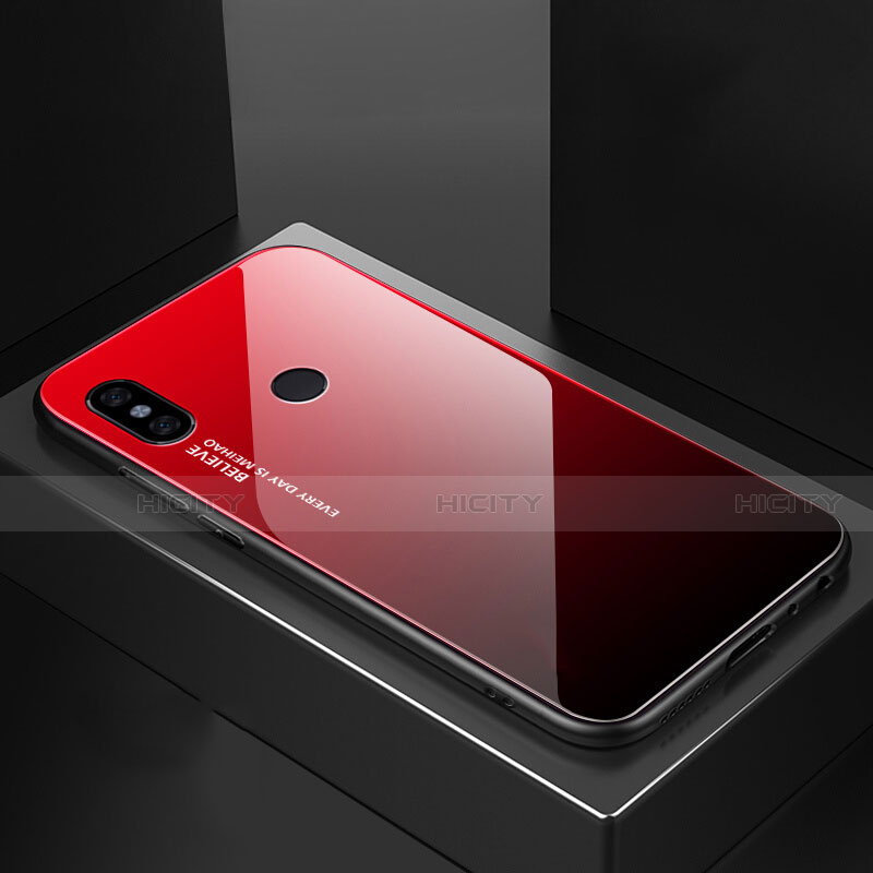 Xiaomi Mi 6X用ハイブリットバンパーケース プラスチック 鏡面 虹 グラデーション 勾配色 カバー M01 Xiaomi レッド
